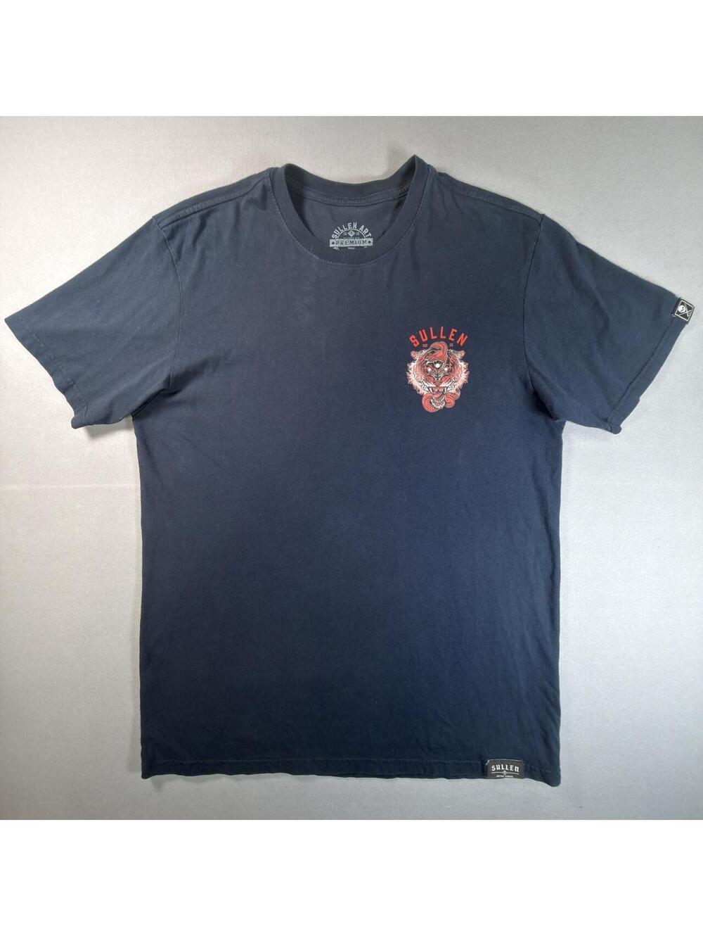 Sullen Art Collective Red Tiger Graphic T Shirt Navy Tattoo Tee Mens Large